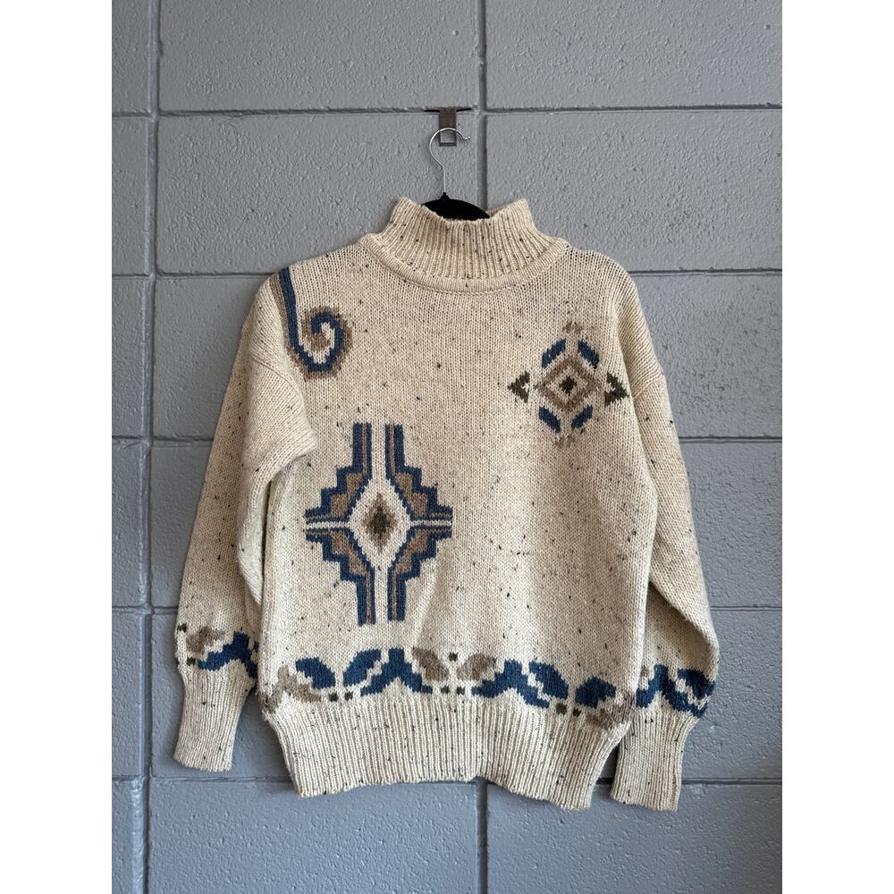 Vintage Southwestern Aztec Wool Blend Mock Neck Sweater size M - Picture 1 of 3